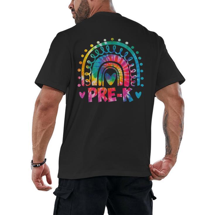 Tie Dye Prek Teacher Rainbow Preschool Back To School Girl Men's Back Print T-Shirt