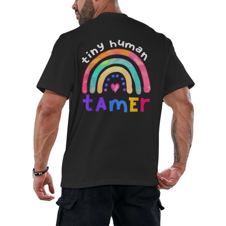 Tiny Human Tamer Watercolor Rainbow Daycare Teacher Men's Back Print T-Shirt
