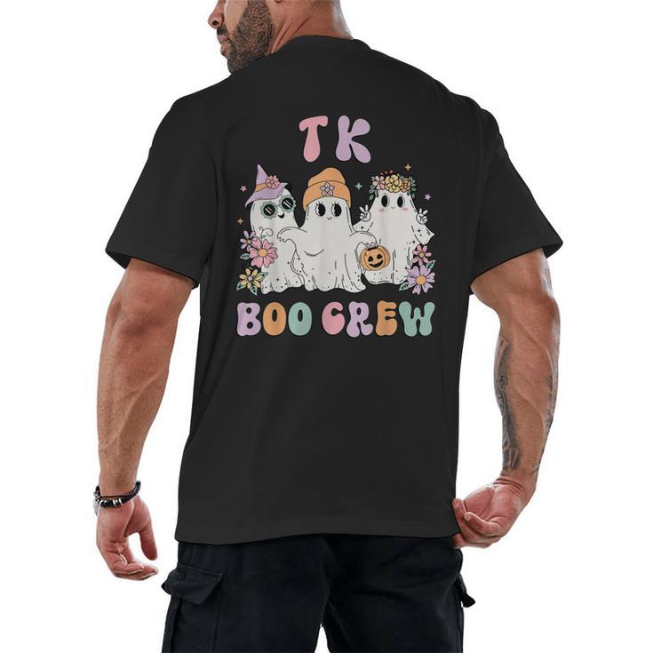 TK Boo Crew Retro Groovy Halloween Floral Ghost TK Teacher Men's Back Print T-Shirt