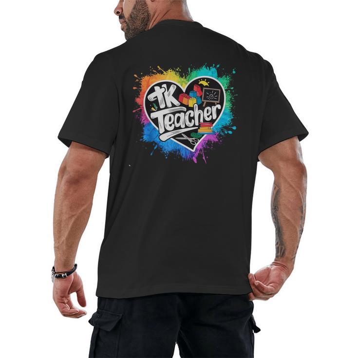 TK Teacher Transitional Kindergarten Heart Back To School Men's Back Print T-Shirt