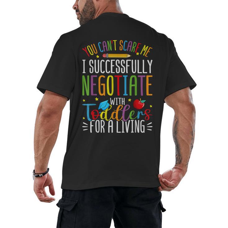 Toddler Negotiator Preschool Teacher Humor Babysitters Men's Back Print T-Shirt