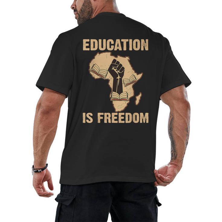 History Education Is Freedom African Map Black Teacher Men's Back Print T-Shirt