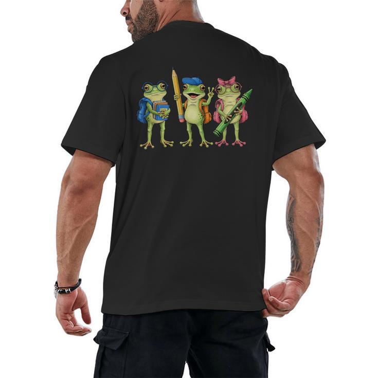 Trio Cute Frogs Welcome Back To School Teachers Girls Boys Men's Back Print T-Shirt