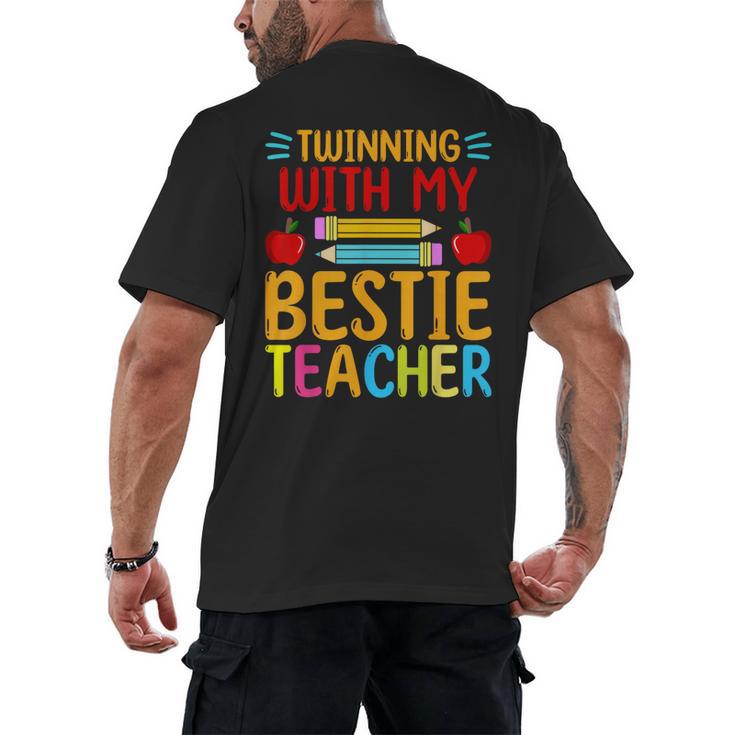 Twinning With My Bestie Teacher Boy Spirit Week Twin Day Men's Back Print T-Shirt