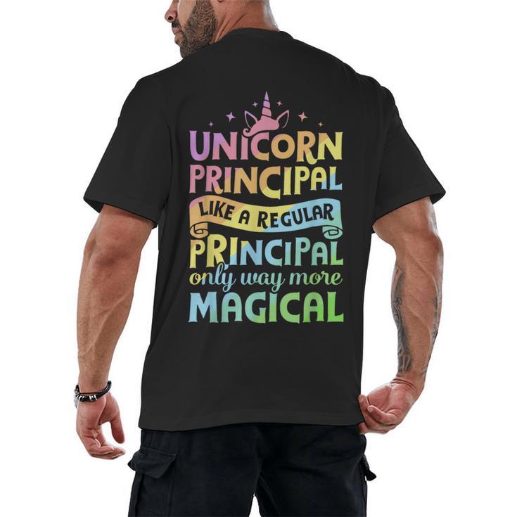 Unicorn Principal Back To School Teacher Appreciation Men's Back Print T-Shirt