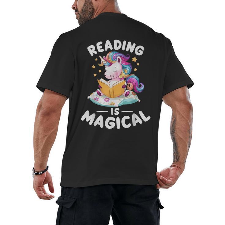 Unicorn Teacher Reading Is Magical Book Men's Back Print T-Shirt, trending gift
