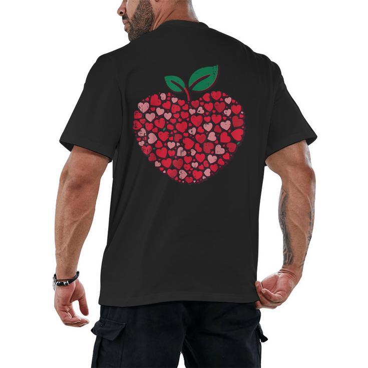 Valentines Day Teacher Hearts Apple Love Teach Women Men Men's Back Print T-Shirt
