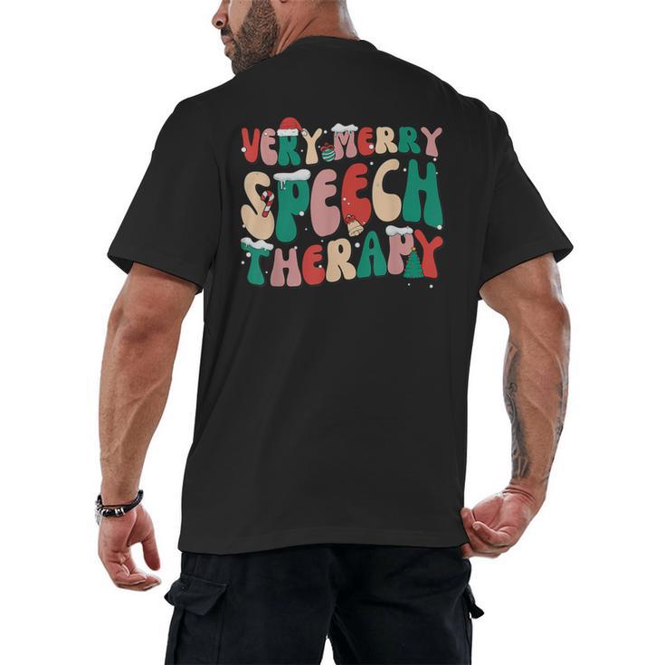 Verry Merry Speech Language Pathologist Teacher Christmas Men's Back Print T-Shirt