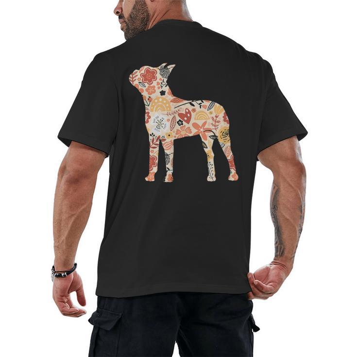 Vintage Floral Boston Terrier For Dog Lover Men's Back Print T-Shirt