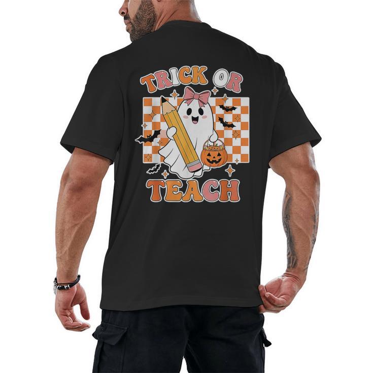 Vintage Teacher Shirt Women Trick Or Teach Halloween Men's Back Print T-Shirt