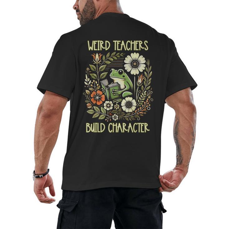 Weird Teachers Build Character Frog Reading Book Librarian Men's Back Print T-Shirt