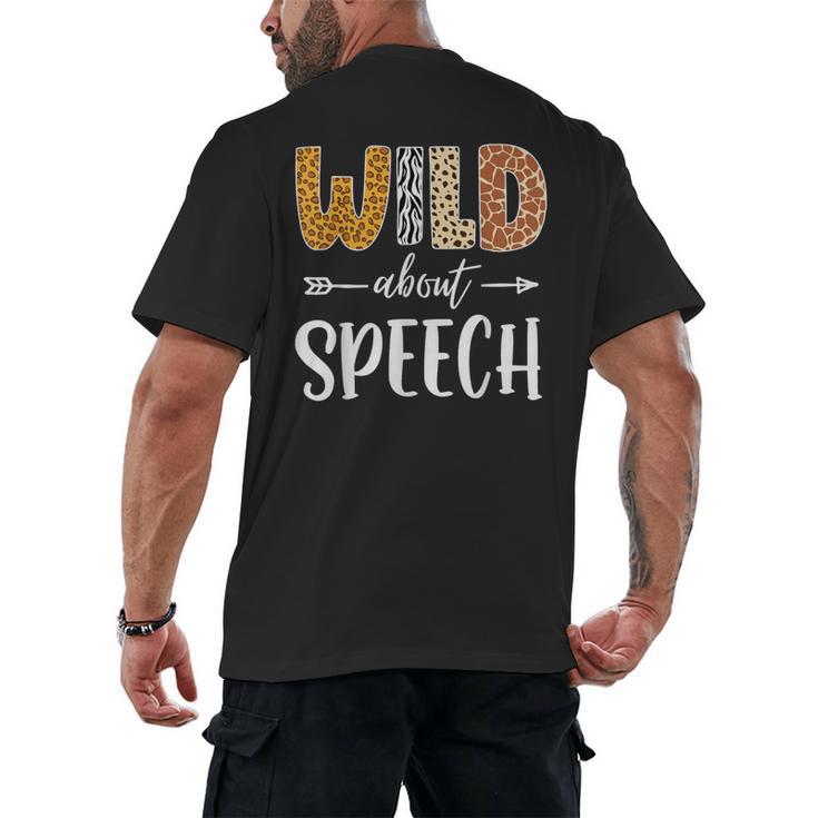 Wild About Speech SLP Leopard Teacher Back To School Kids Men's Back Print T-Shirt