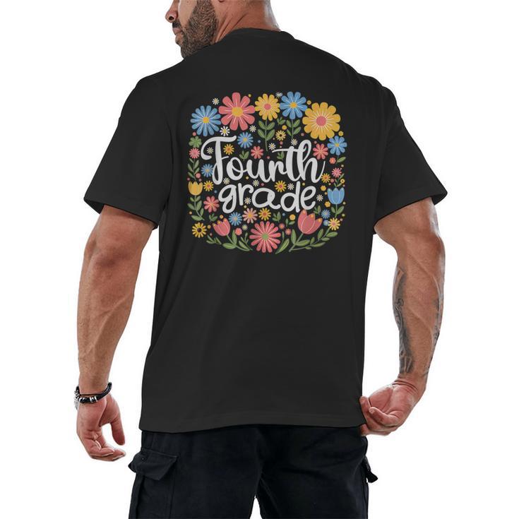 Wildflower 4th Fourth Grade Floral Back To School Teacher Men's Back Print T-Shirt