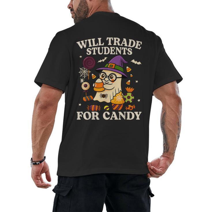 Will Trade Students For Candy Teacher Ghost Halloween Men's Back Print T-Shirt