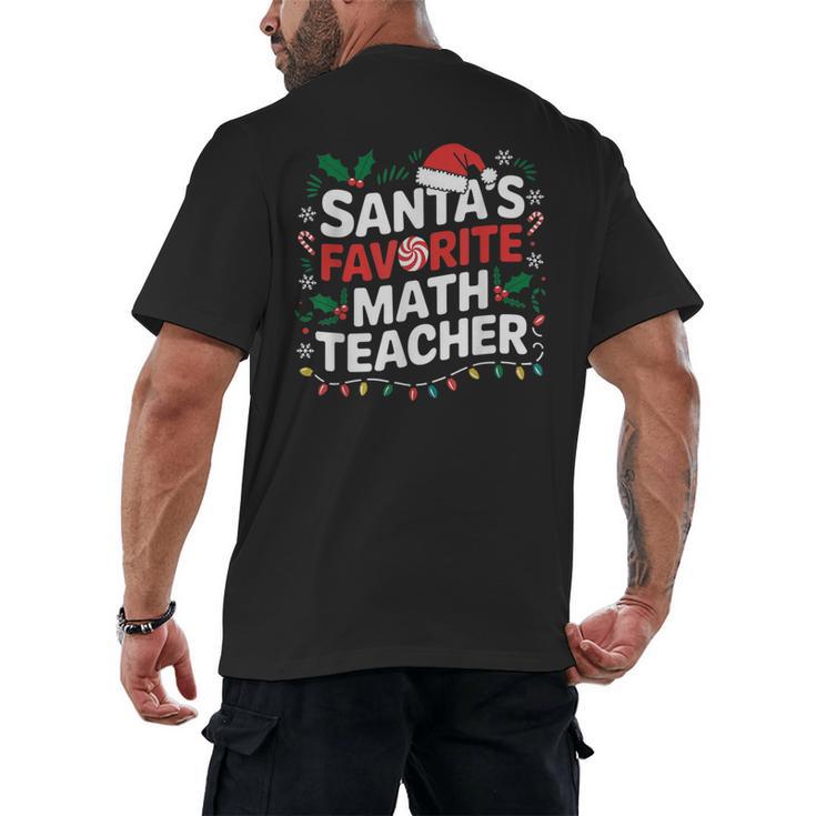 Xmas Lighting Santa's Favorite Math Teacher Christmas Men's Back Print T-Shirt
