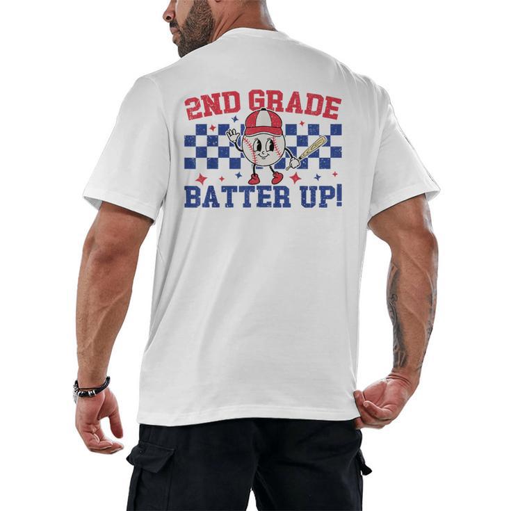 2nd Grade Batter Up Back To School Baseball Teacher Kids Men's Back Print T-Shirt