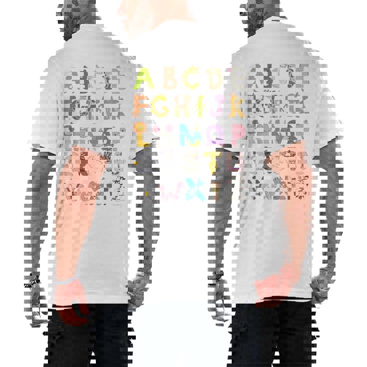 ABC Animals Alphabet Graphic Boys Girls Kindergarten Teacher Men&#x27;s Back Print T-Shirt, trending gift