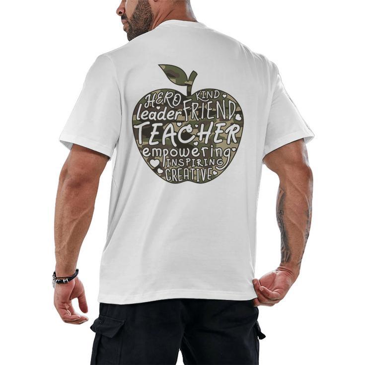 Apple Camoflauge Clothing Camo Student Teacher Cute School Men's Back Print T-Shirt