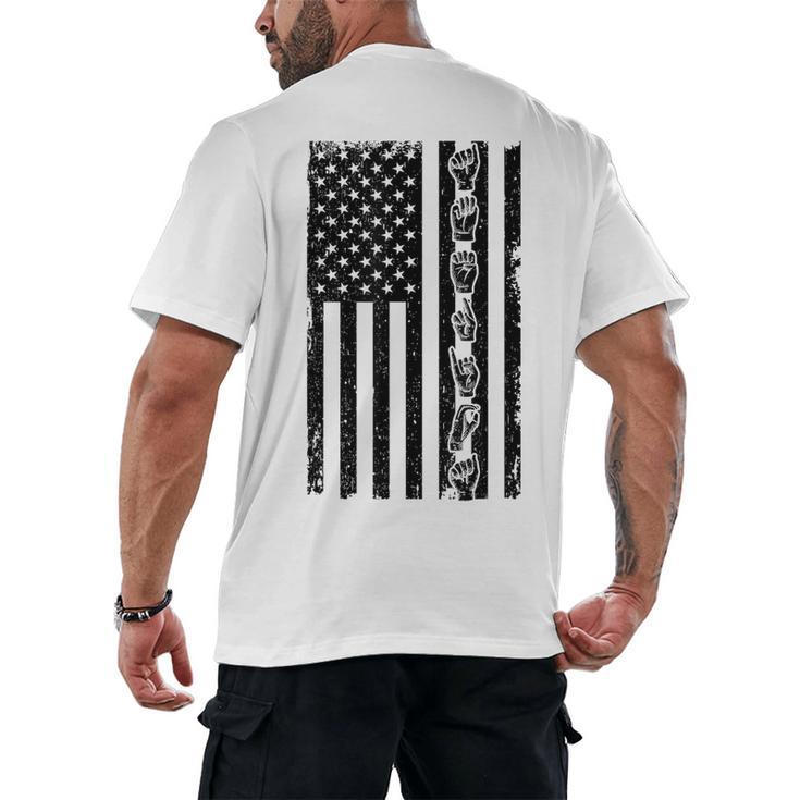 ASL Flag Sign Language Deaf ASL Teacher  For Men Women Men's Back Print T-Shirt