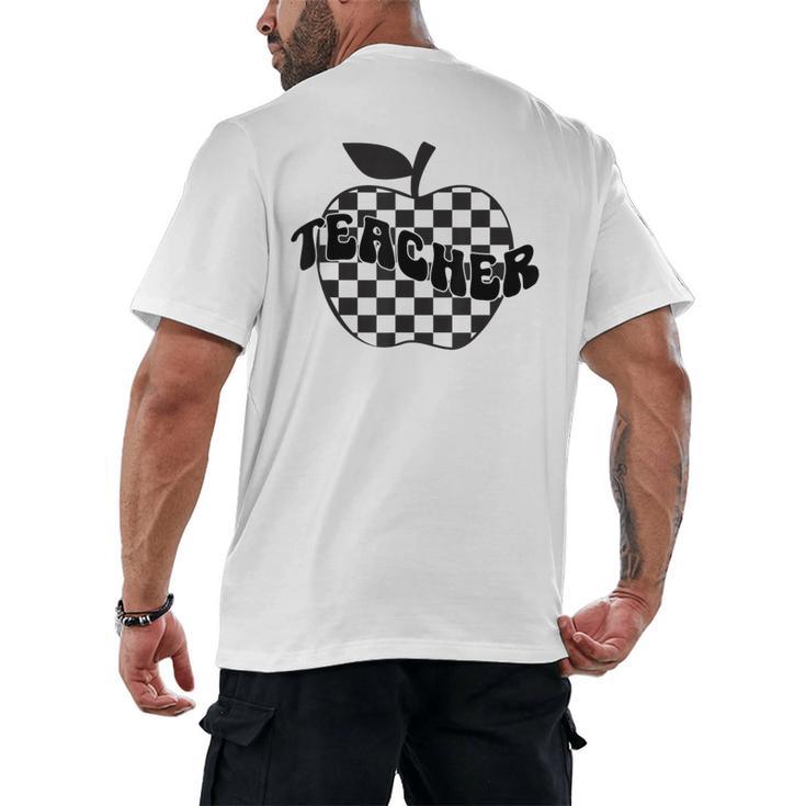 Back To School Checkered Apple Teacher Checkerboard Teacher For Men Women Girls Kids Men's Back Print T-Shirt