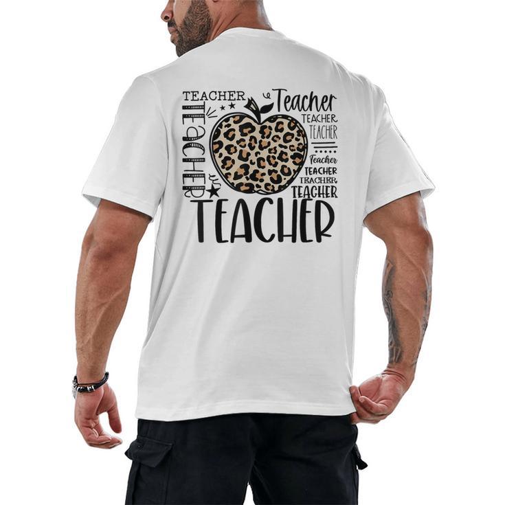 Back To School Teacher Life Apple Leopard Teacher Women Men's Back Print T-Shirt