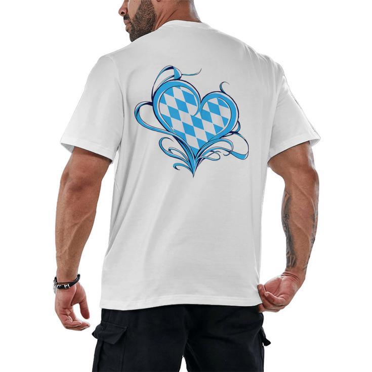 Bavarian Flag As Heart Blue Diamond Bavaria Men's Back Print T-Shirt