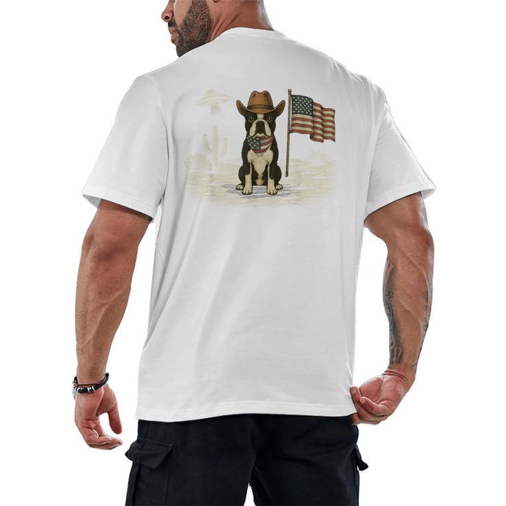 Boston Terrier 4th Of July US American Flag Dog Patriotic Men's Back Print T-Shirt