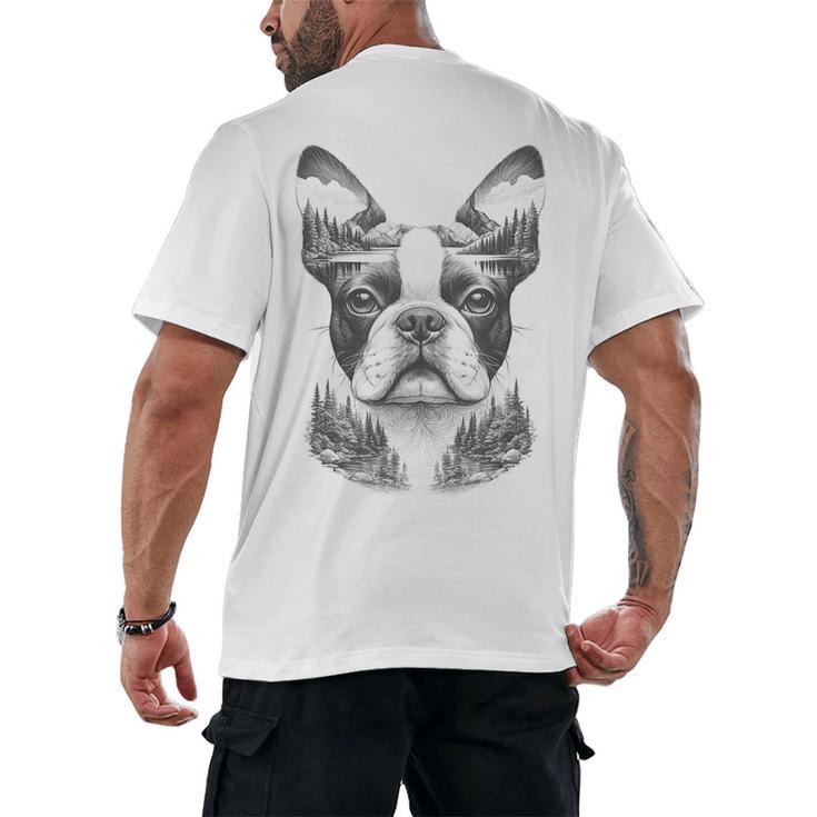 Boston Terrier Dog Bostie Nature Memorial Idea Men Women Men's Back Print T-Shirt