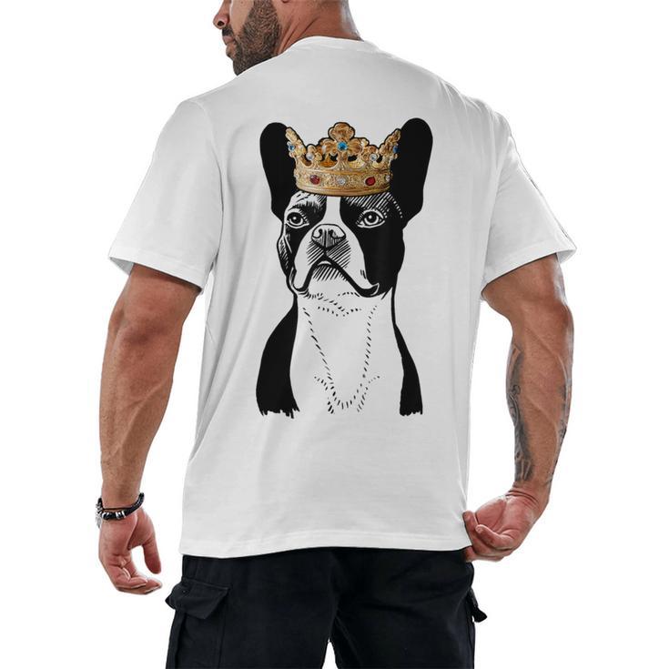 Boston Terrier Dog Wearing Crown For Men Women Girls Kids Men's Back Print T-Shirt