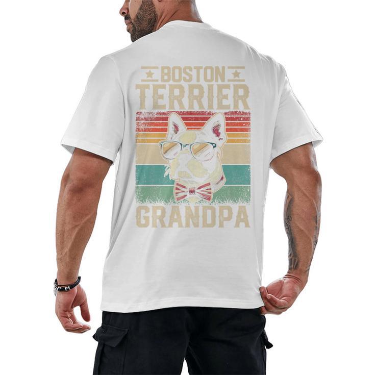 Boston Terrier Grandpa Dog Lover Father's Day Premium Men's Back Print T-Shirt