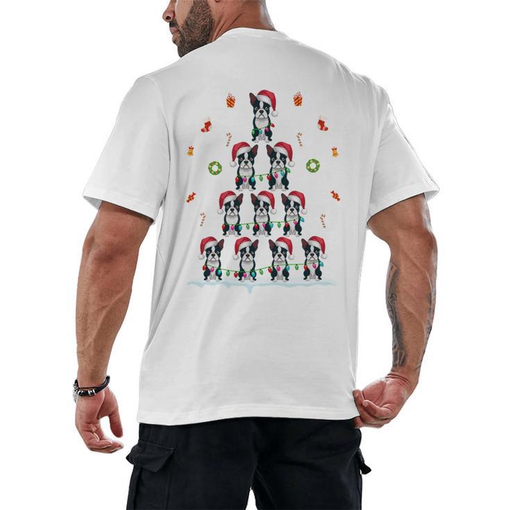 Boston Terrier Xmas Tree Lights For Men Women Boston Terrier Men's Back Print T-Shirt