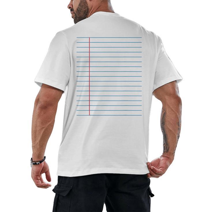College Ruled Lined Paper Student Teacher Professor Costume Men's Back Print T-Shirt