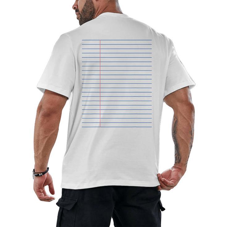Colleged Ruled Paper Lined Writer Student Professor Teacher Men's Back Print T-Shirt