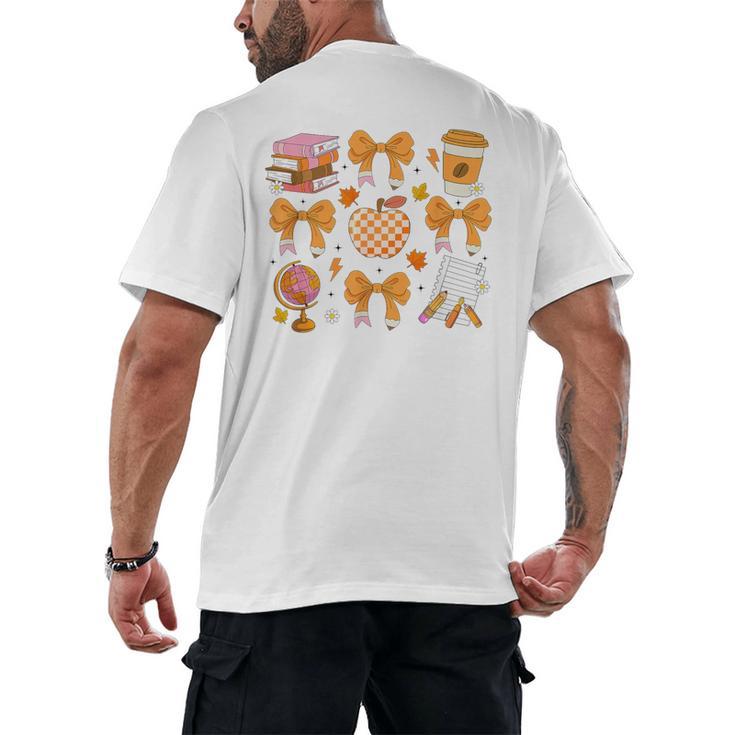 Coquette Bow Teacher Thanksgiving Fall Autumn Girls Women Men's Back Print T-Shirt
