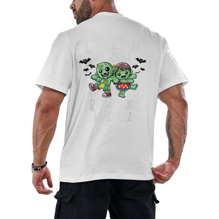 Creepin It Real Monster School Preschool Teacher Halloween Men's Back Print T-Shirt