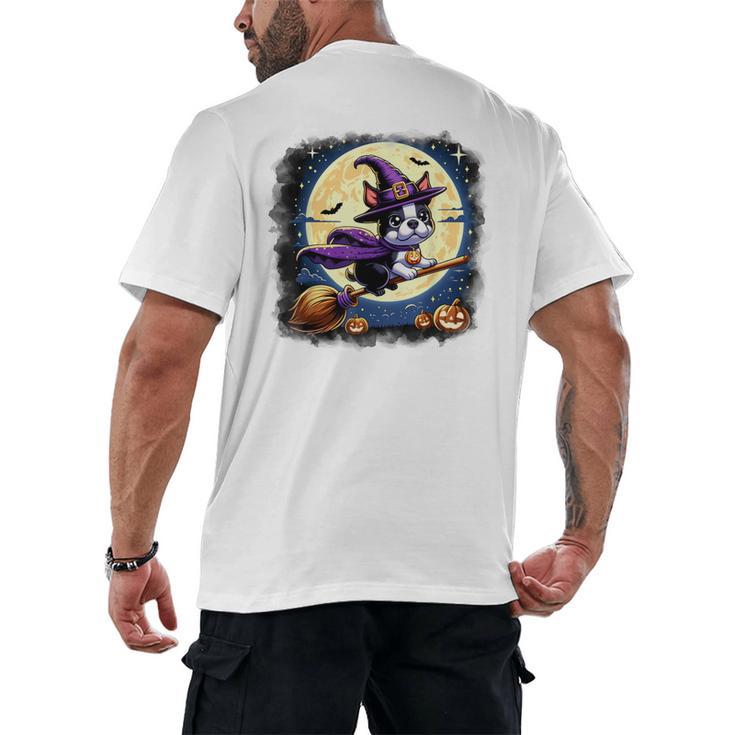 Cute Boston Terrier Halloween Costume Dog Lover Women Girls Men's Back Print T-Shirt