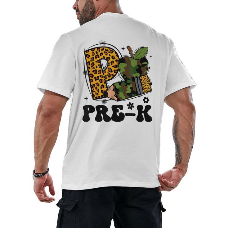 Cute Camo Pre K Back To School Teacher Kid Preschool Men's Back Print T-Shirt