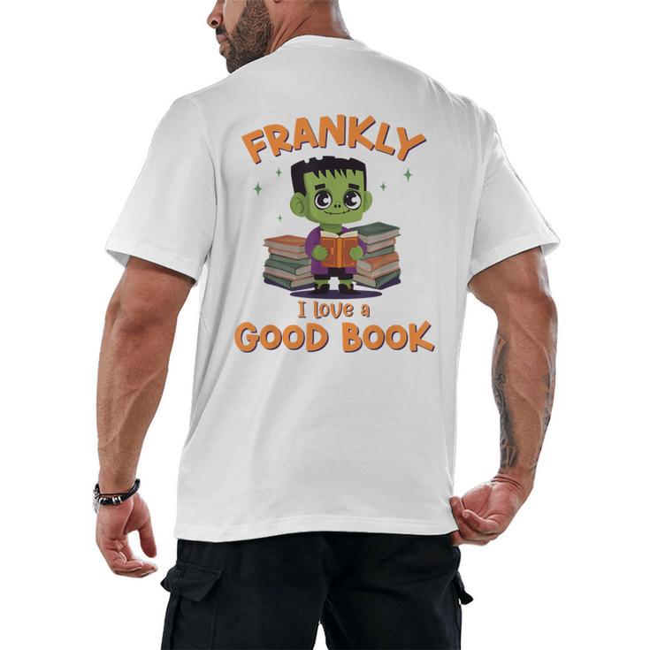 Cute Halloween Teacher Librarian Frankenstein Reading Books Men's Back Print T-Shirt