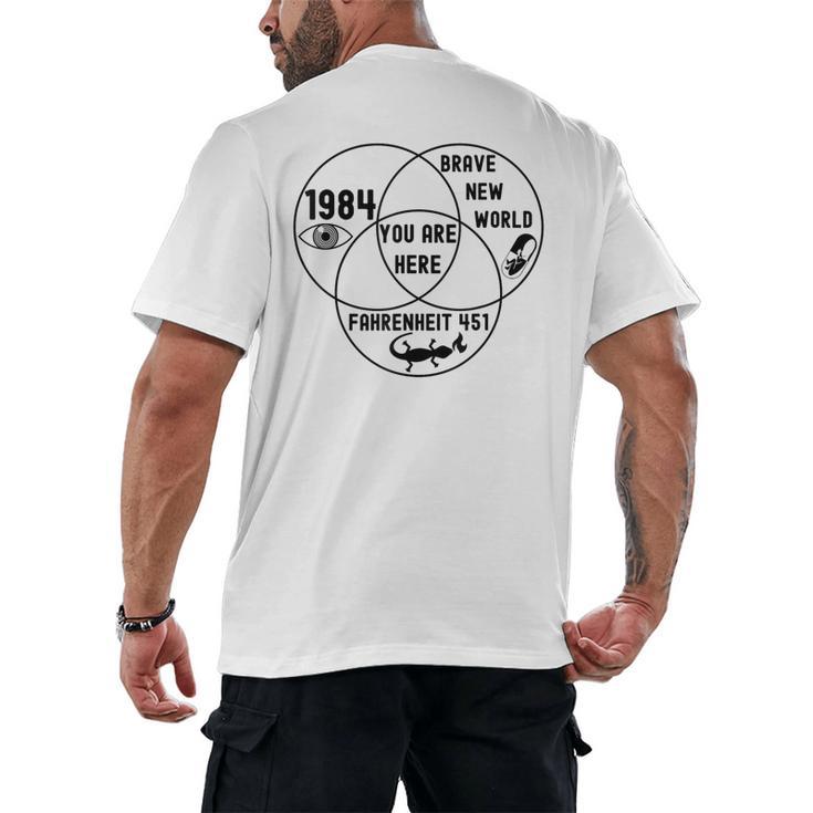 You Are Here Dystopian Venn Diagram English Teacher Bk Men's Back Print T-Shirt, trending gift