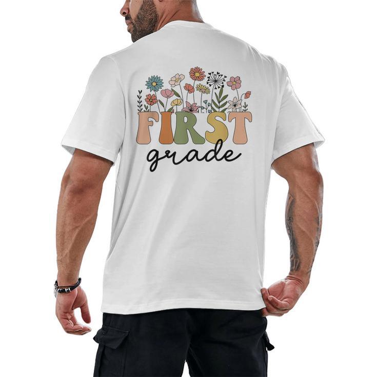 First Grade Teacher Wildflower Back To School Floral Outfits Men's Back Print T-Shirt