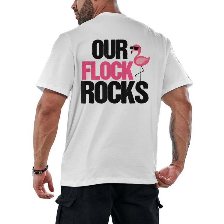 Our Flock Rocks Flamingo Mother's Day Teacher Men's Back Print T-Shirt
