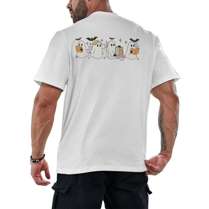 Ghosts Reading Books Library Halloween Teacher Men Women Kid Men's Back Print T-Shirt