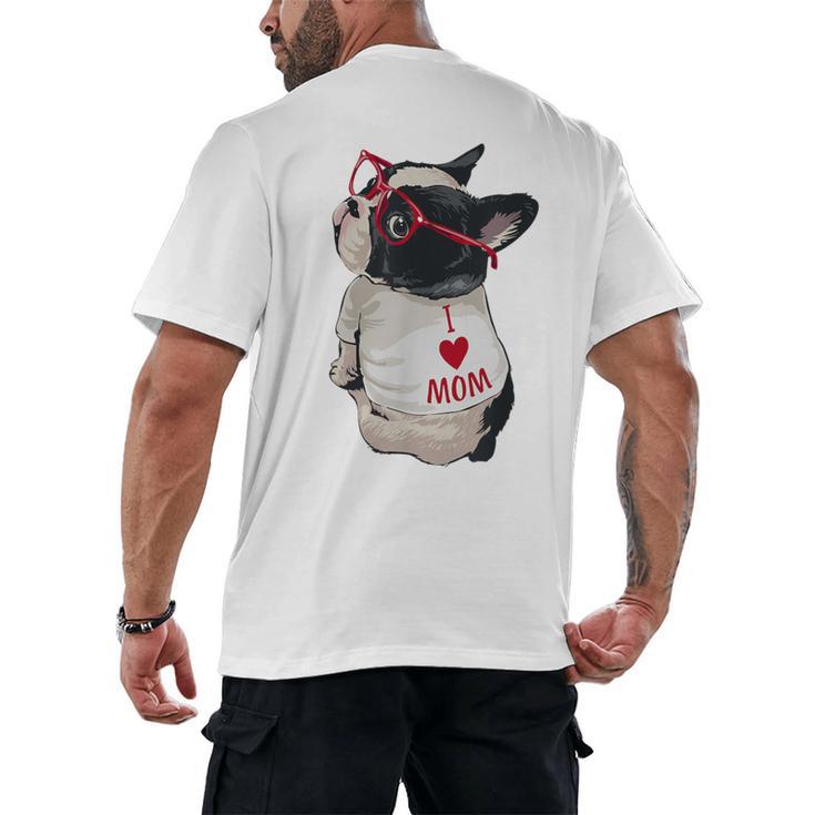Girls I Heart Mom Love Mama Boston Terrier Dog Lover Men's Back Print T-Shirt