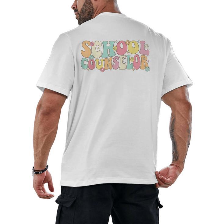 Groovy School Counselor Back To School Teacher Counseling Men's Back Print T-Shirt