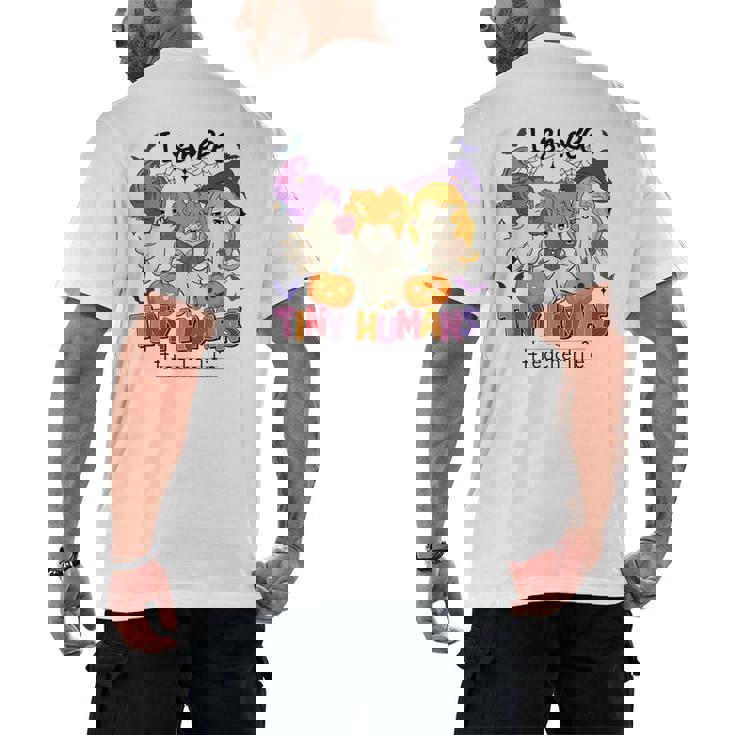 Halloween Teacher Smell a Tiny Human Ghost Spooky Season Men&#x27;s Back Print T-Shirt