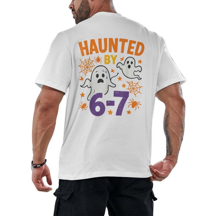 Haunted 67 Ghost Math Teacher Halloween Costume Math Pun Men's Back Print T-Shirt