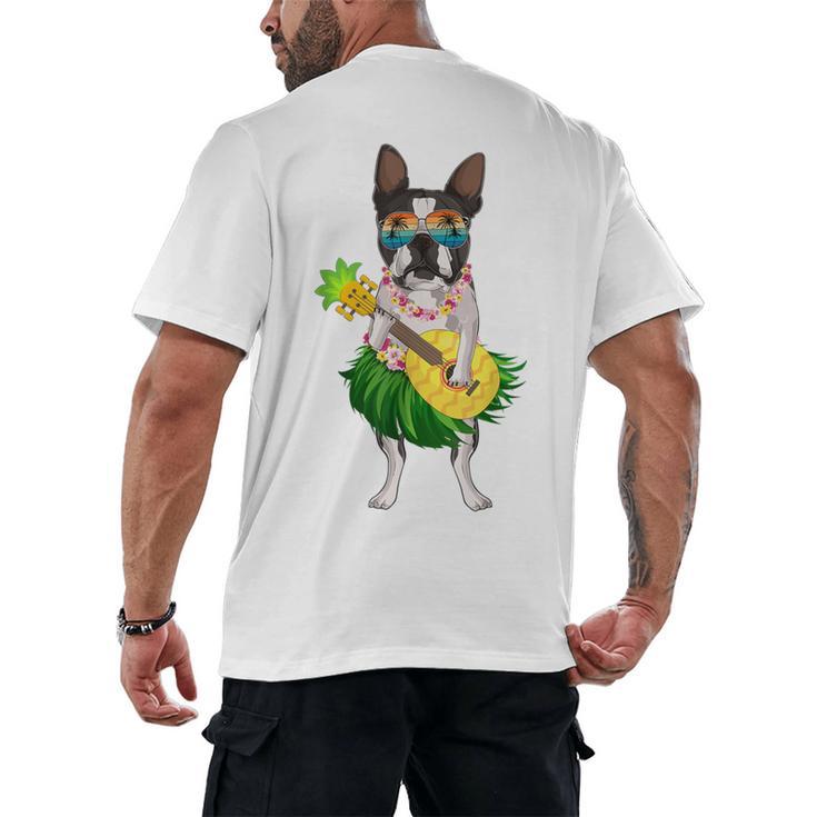 Hawaiian Boston Terrier Dog Pineapple Ukulele Summer For Men Women Girls Kids Men's Back Print T-Shirt