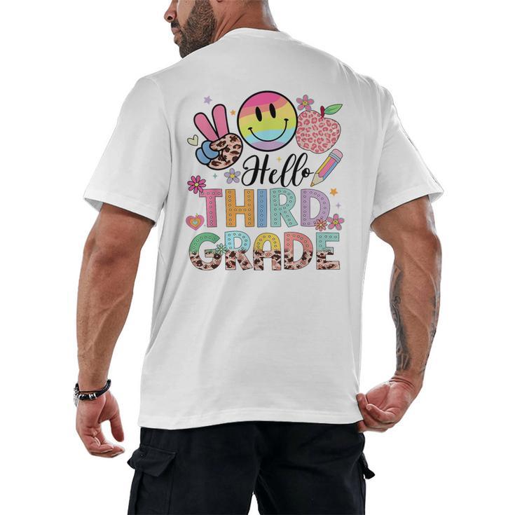 Hello 3rd Grade Boy Girl Teacher Back To School 3rd Grade Men's Back Print T-Shirt