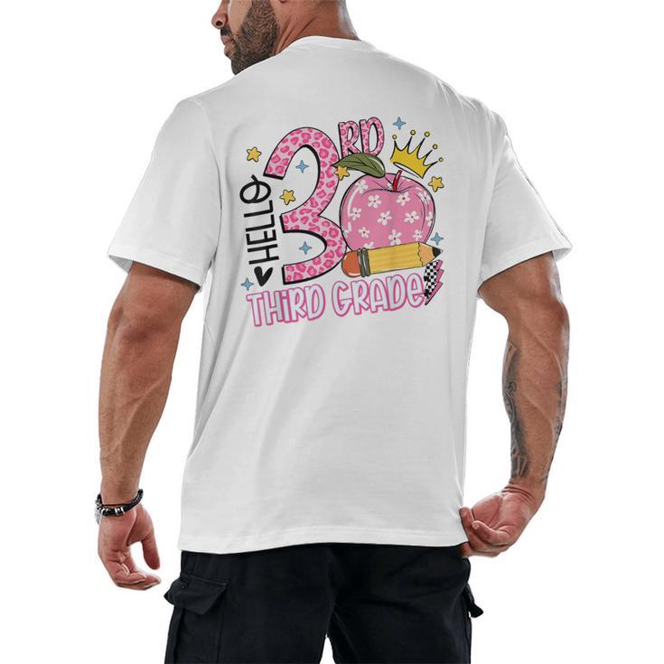 Hello 3rd Third Grade Back To School Pink Leopard Teacher Men's Back Print T-Shirt