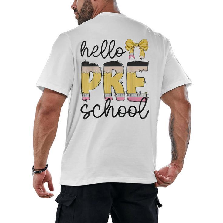 Hello Pre-K Preschool Back To School First Day Teacher Kids Men's Back Print T-Shirt